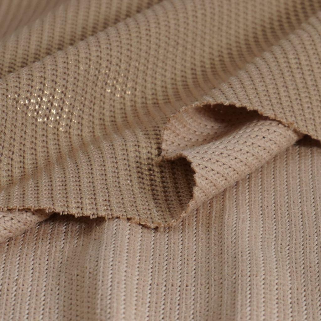 Preview: Rippenstrick dick Baumwolle Mix metallic kupfergold beige